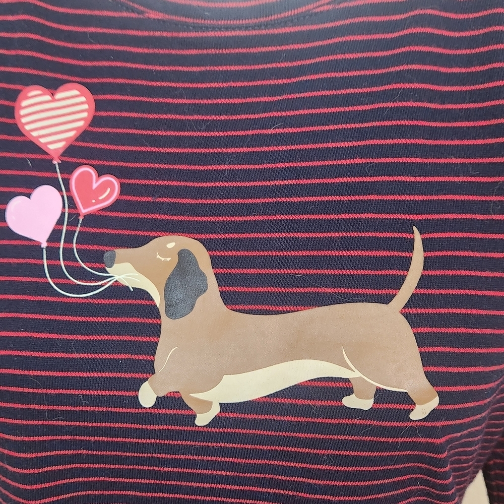 Talbots Burgundy Striped Long Sleeve Tee w/Doggy Medium (7904) - Picture 2 of 5